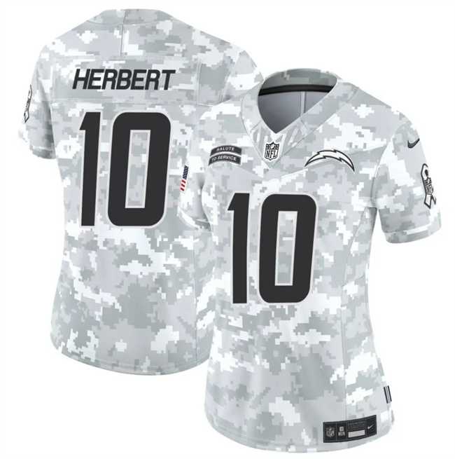 Womens Los Angeles Chargers #10 Justin Herbert 2024 F.U.S.E Arctic Camo Salute To Service Limited Stitched Jersey Dzhi->los angeles chargers->NFL Jersey